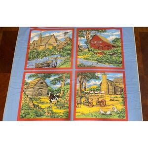 Farmhouse Barn Mill Country Living Fabric 35"x45" Pillow Quilt Blocks Panels